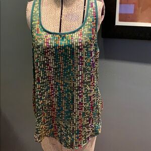 Robin K silky geometric print tank, medium